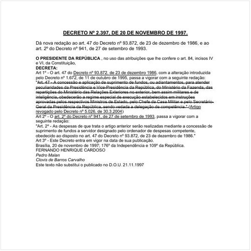 Decreto número 2397 de 20/11/1997 Íntegra