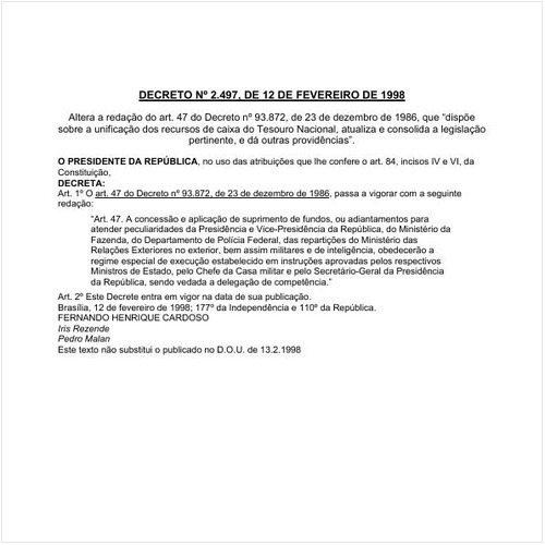 Decreto número 2497 de 12/02/1998 Íntegra