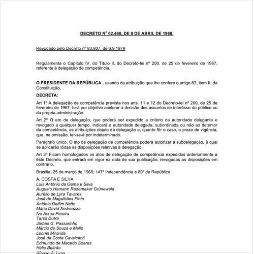 Decreto número 62460 de 25/03/1968 Íntegra