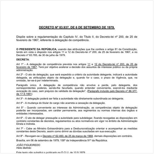Decreto número 83937 de 06/09/1979 Íntegra