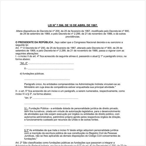 Lei número 7596 de 10/04/1987 Íntegra