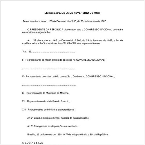 Lei PRESI/PRESI 5396:1968 - Situação: Em vigor