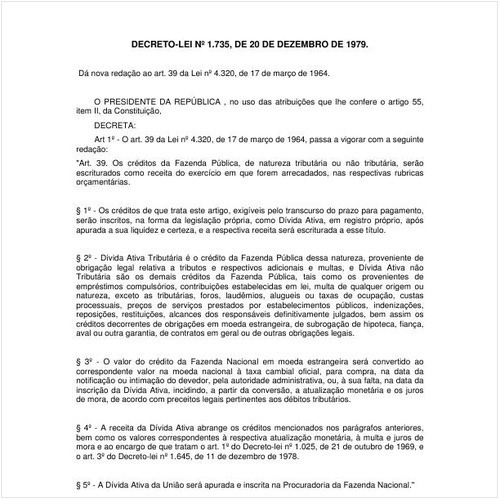 Decreto-Lei PRESI/PRESI 1735:1979 - Situação: Em vigor