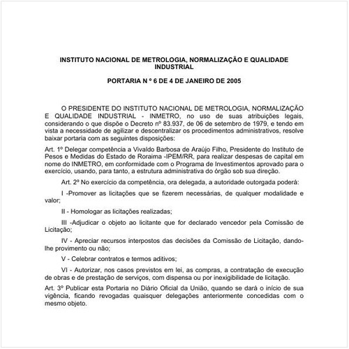 Portaria INMETRO/MDIC 6:2005 - Situação: Em vigor