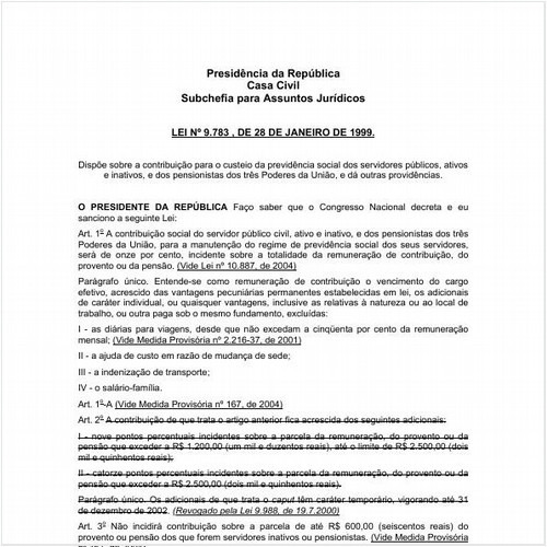 Lei CC/PRESI 9783:1999 - Situação: Revogado