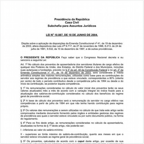Lei CC/PRESI 10887:2004 - Situação: Revisto