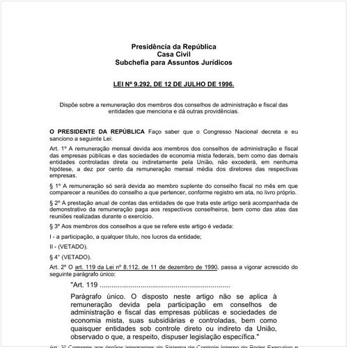 Lei CC/PRESI 9292:1996 - Situação: Em vigor