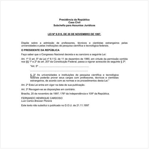 Lei PRESI/PRESI 9515:1997 - Situação: Em vigor