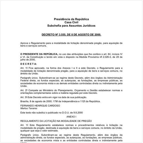 Decreto CC/PRESI 3555:2000 - Situação: Revisto