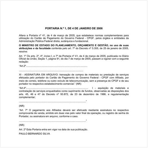 Portaria MP/MP 1:2006 - Situação: Em vigor