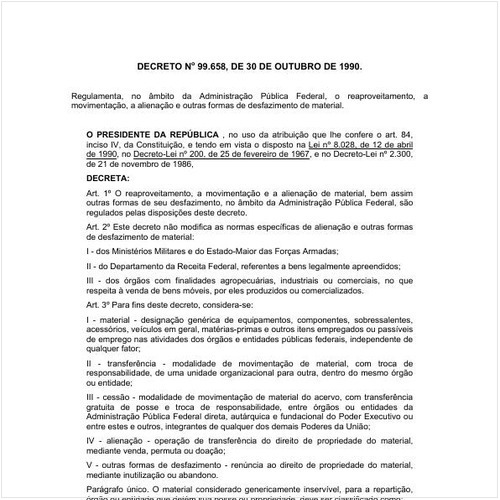 Decreto CC/PRESI 99658:1990 - Situação: Em vigor