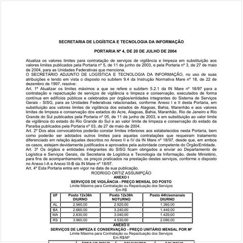 Portaria SLTI/MP 4:2004 - Situação: Revisto