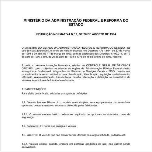 Instrução Normativa MARE/MARE 9:1994 - Situação: Revisto