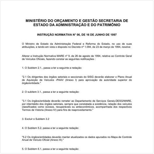 Instrução Normativa MARE/MARE 6:1997 - Situação: Em vigor