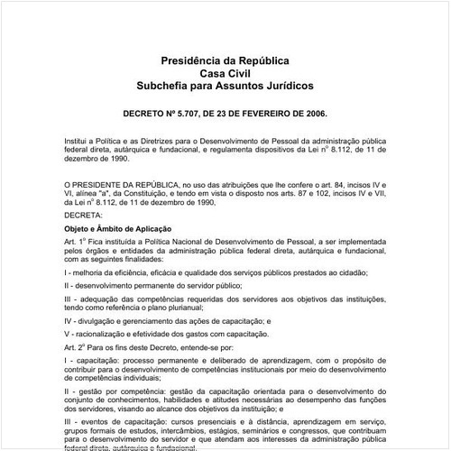 Decreto CC/PRESI 5707:2006 - Situação: Em vigor