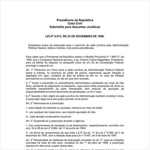 Lei CC/PRESI 9873:1999 - Situação: Em vigor