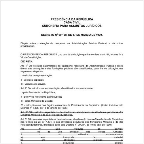 Decreto CC/PRESI 99188:1990 - Situação: Revisto