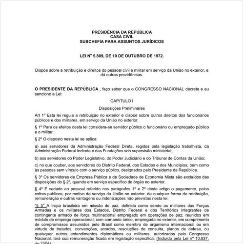 Lei CC/PRESI 5809:1972 - Situação: Em vigor