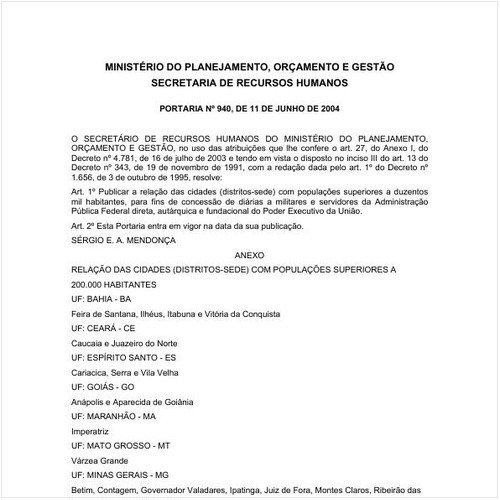 Portaria SRH/MP 940:2004 - Situação: Em vigor