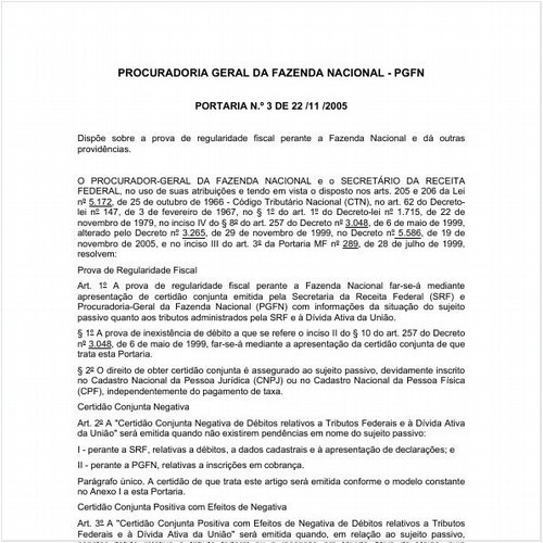 Portaria PGFN/MF 3:2005 - Situação: Revisto