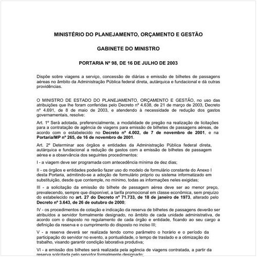 Portaria MP/MP 98:2003 - Situação: Revisto