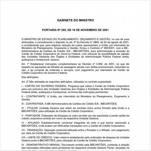 Portaria MP/MP 265:2001 - Situação: Em vigor