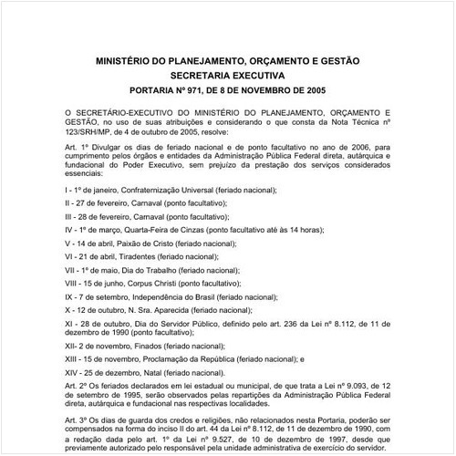 Portaria MP/MP 971:2005 - Situação: Em vigor