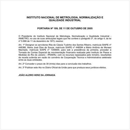 Portaria INMETRO/MDIC 199:2005 - Situação: Em vigor