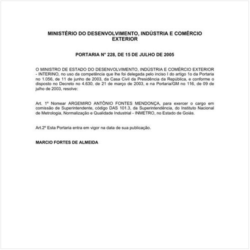 Portaria INMETRO/MDIC 228:2005 - Situação: Em vigor