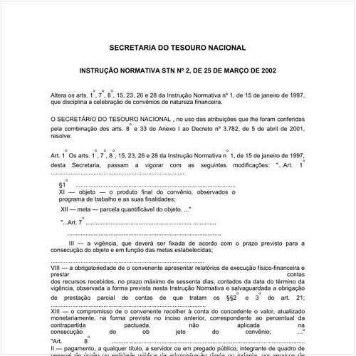 Instrução Normativa STN/MF 2:2002 - Situação: Em vigor