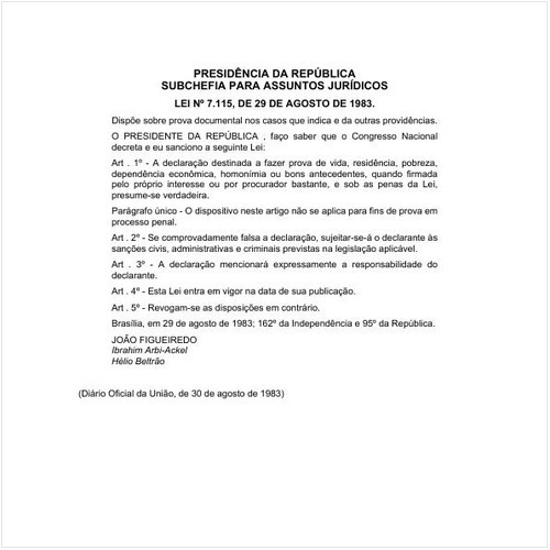 Lei PRESI/PRESI 7115:1983 - Situação: Em vigor