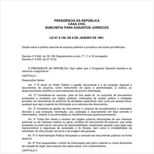 Lei CC/PRESI 8159:1991 - Situação: Em vigor