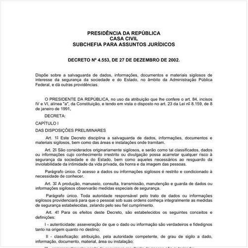Decreto CC/PRESI 4553:2002 - Situação: Em vigor