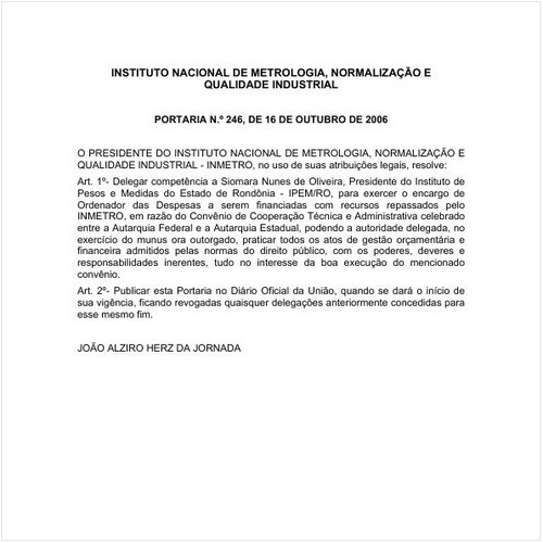 Portaria INMETRO/MDIC 246:2006 - Situação: Em vigor