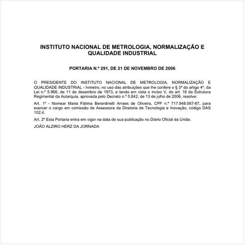 Portaria INMETRO/MDIC 291:2006 - Situação: Em vigor