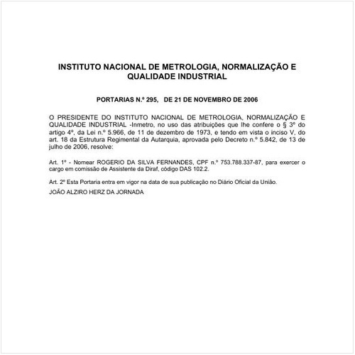 Portaria INMETRO/MDIC 295:2006 - Situação: Em vigor