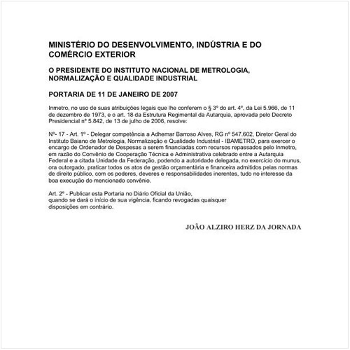 Portaria INMETRO/MDIC 17:2007 - Situação: Em vigor