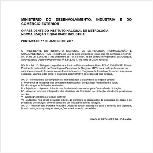 Portaria INMETRO/MDIC 24:2007 - Situação: Em vigor