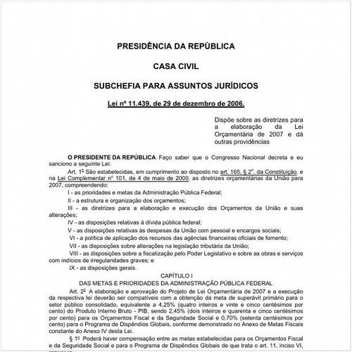Lei CC/PRESI 11439:2006 - Situação: Em vigor