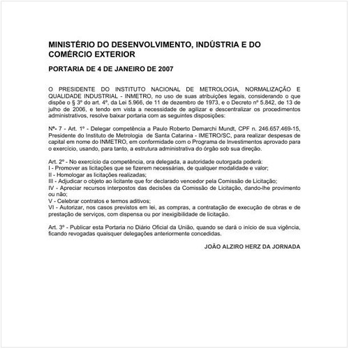 Portaria INMETRO/MDIC 7:2007 - Situação: Em vigor