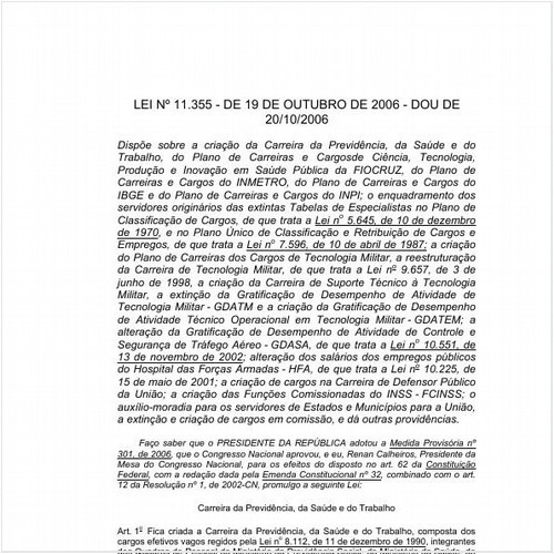 Lei PRESI/PRESI 11355:2006 - Situação: Revisto