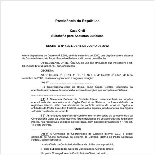 Decreto CC/PRESI 4304:2002 - Situação: Em vigor