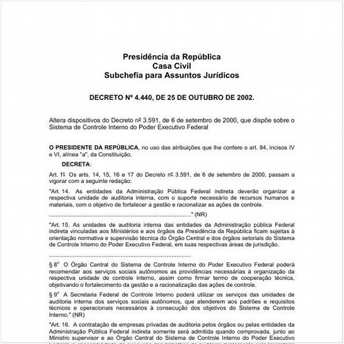 Decreto CC/PRESI 4440:2002 - Situação: Em vigor