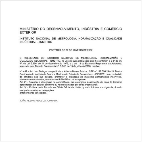 Portaria INMETRO/MDIC 47:2007 - Situação: Em vigor