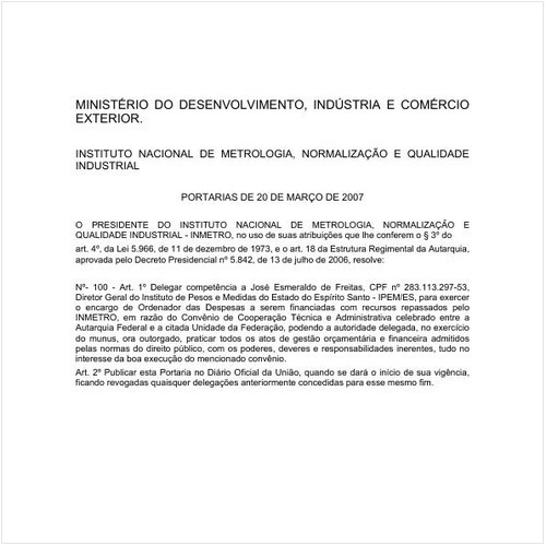 Portaria INMETRO/MDIC 100:2007 - Situação: Em vigor
