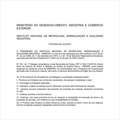 Portaria INMETRO/MDIC 102:2007 - Situação: Em vigor