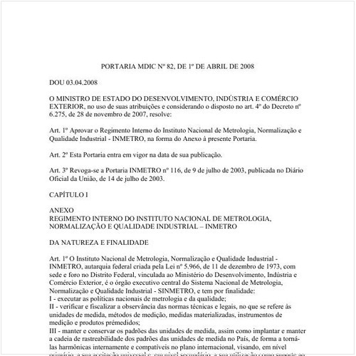 Portaria INMETRO/MDIC 82:2008 - Situação: Revisto