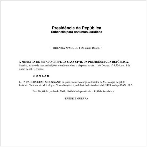 Portaria CC/PRESI 558:2007 - Situação: Revisto