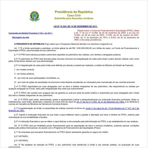Lei CC/PRESI 12545:2011 - Situação: Revisto