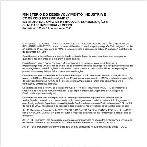 Portaria INMETRO/MDIC 102:2003 - Situação: Revogado